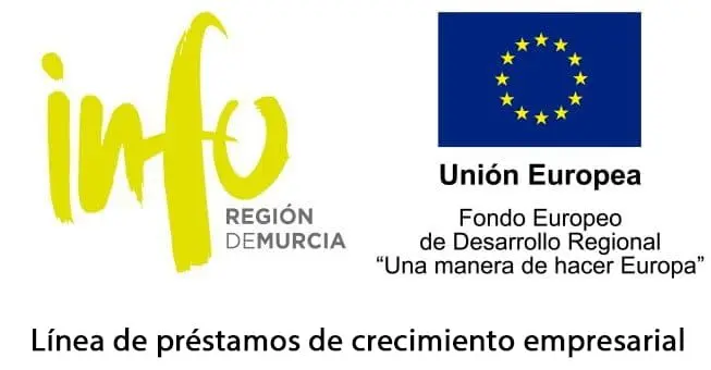 Línea de préstamos de crecimiento empresarial. Unión Europea, Fondo Europeo de Desarrollo Regional. Info Región de Murcia.