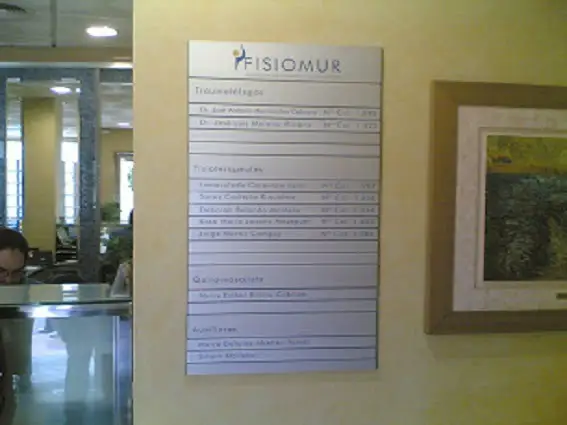 Directorio de señalética de Fisiomur