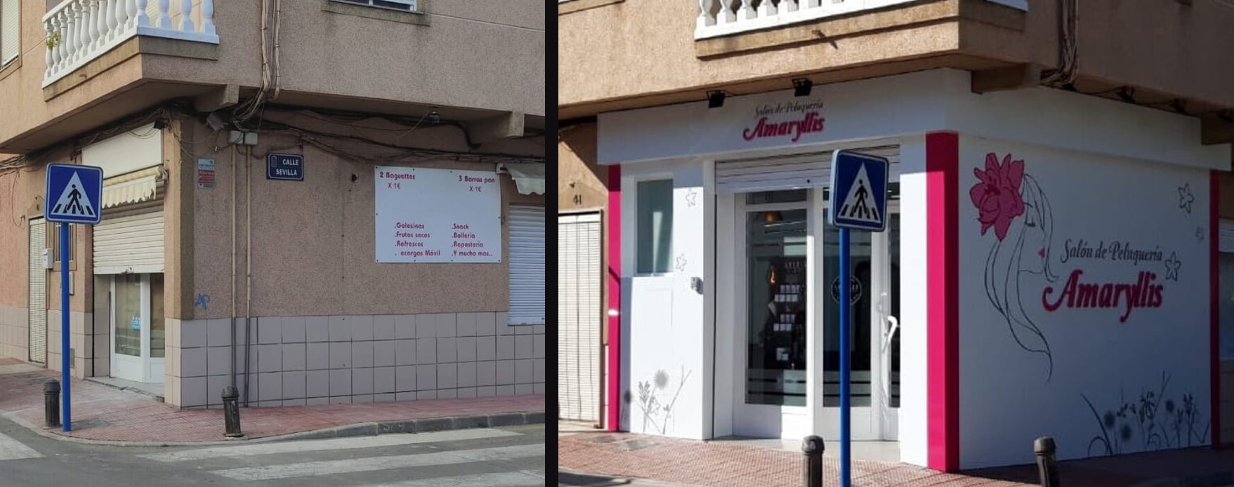 Antes y después de una fachada de composite en Murcia.